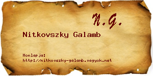 Nitkovszky Galamb névjegykártya